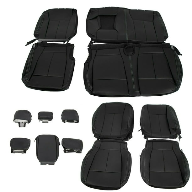 Ecotric Full Set Seat Covers Compatible With 2018 2020 Ford F150 Super Crew Front Rear Artificial Leather Black Com - 2020 F 150 Car Seat Covers