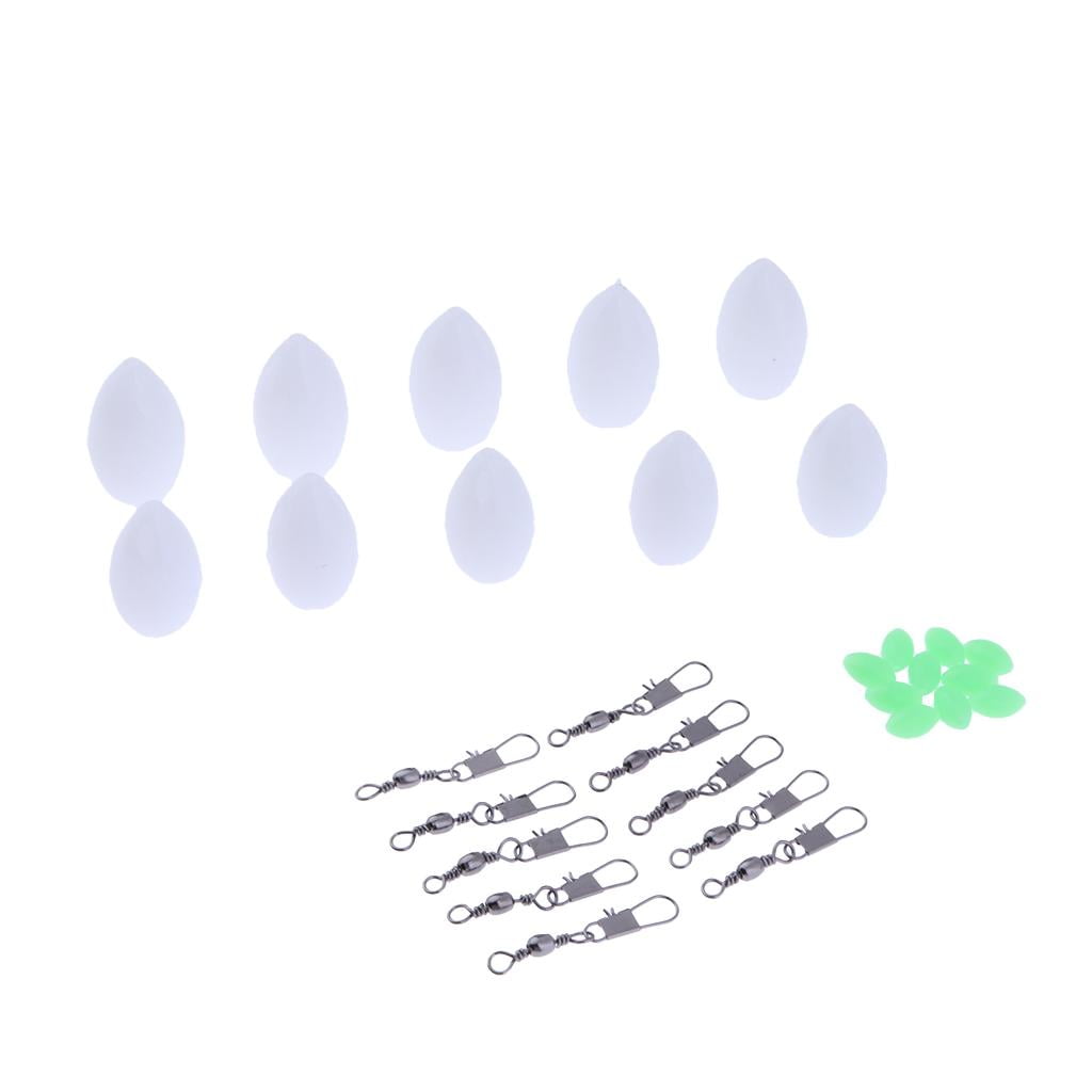 10pcs Floating Bombarda Floats Casting with Beads and Rolling Swivels White