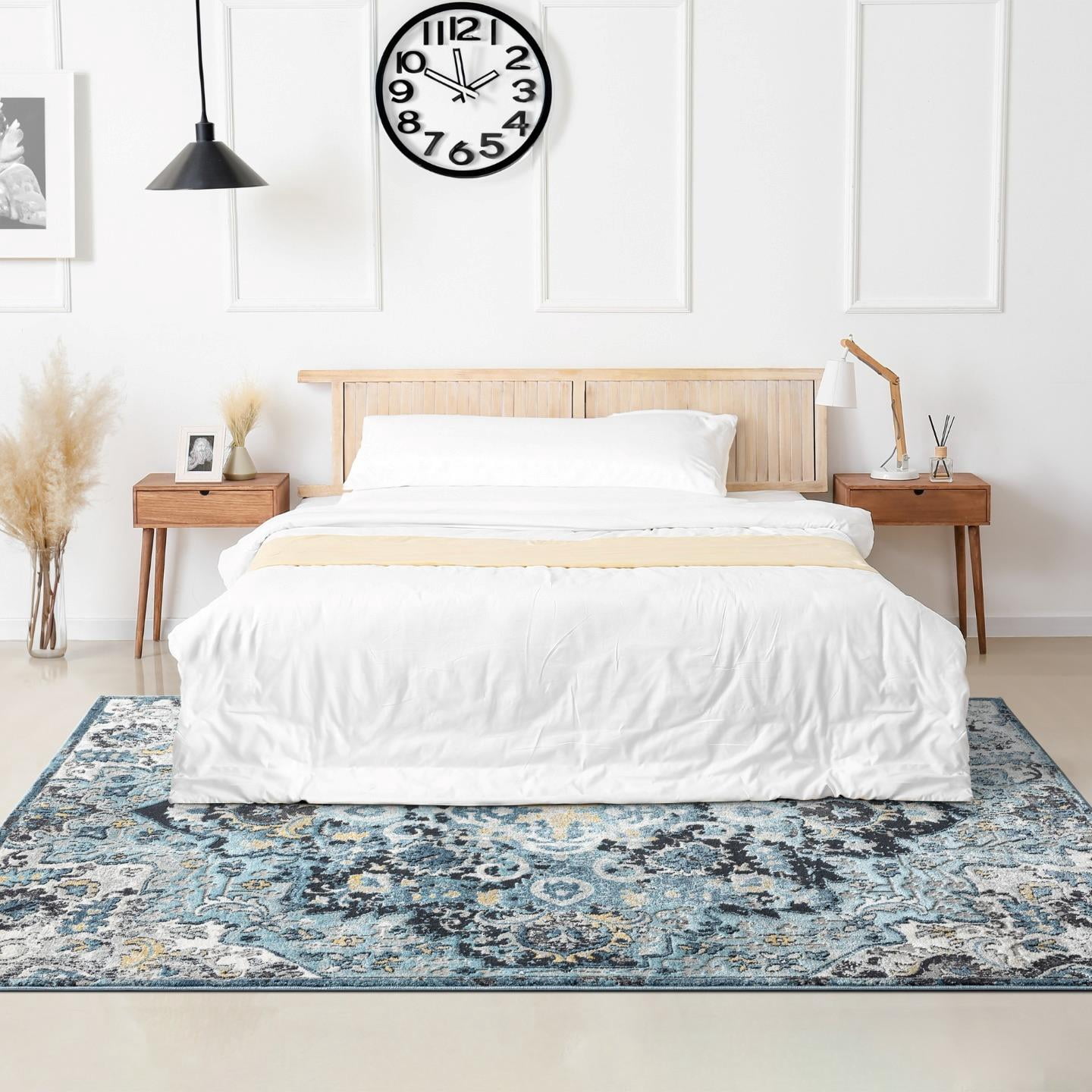 Luxe Weavers Moroccan Blue 8x10 Medallion Area Rug, Floral Living Room Carpet