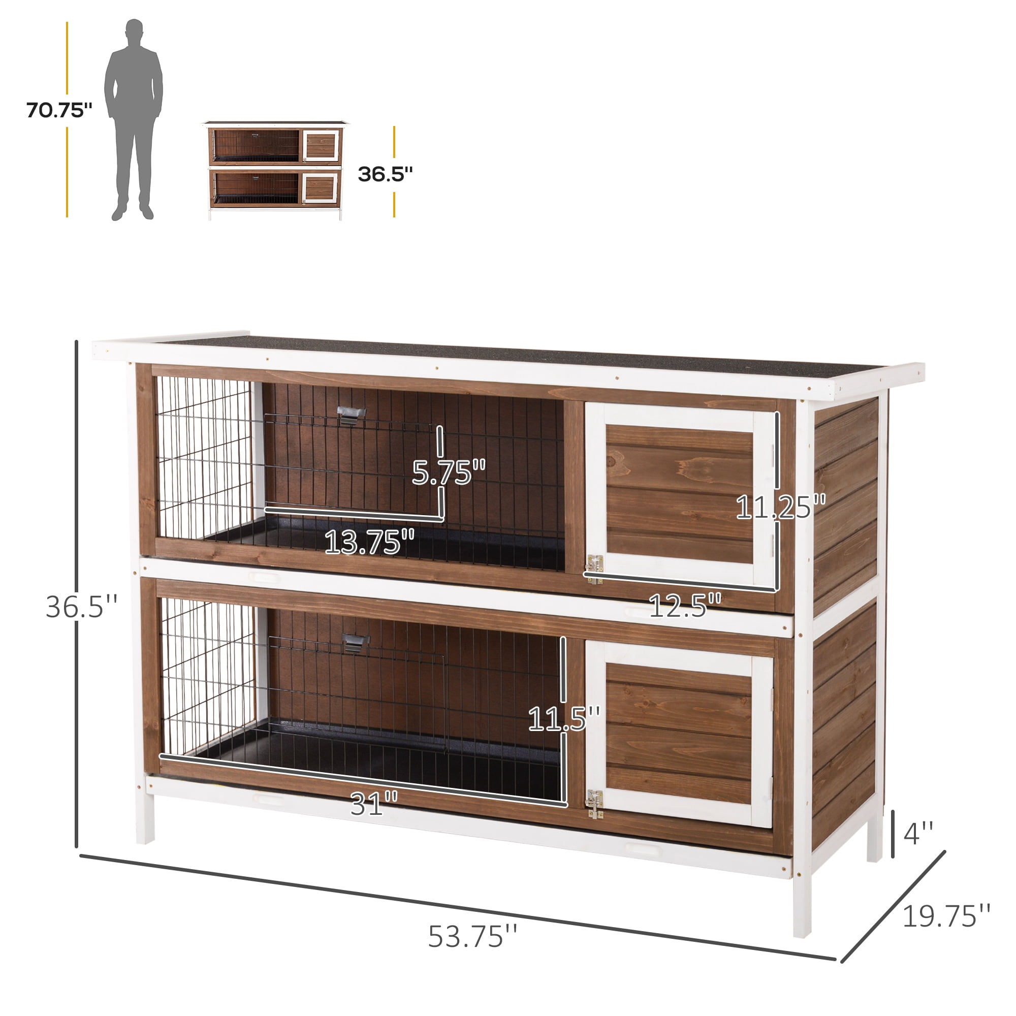 Spacious Pet House, 2-Story Large Rabbit Hutch