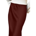 thumbnail image 6 of Women’s Satin Midi Skirt High Waist Side Slit Elegant Straight Fit Skirt Lightweight Silky Fabric Suitable for Daily Wear Brown XL, 6 of 6