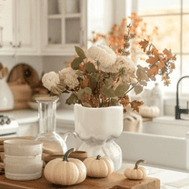 White Ceramic Vase Decor ｜ 5'' in Morden Ceramic Flower Vase for Home Decor Gift｜Table Decoration Centerpieces for Living & Dining Room