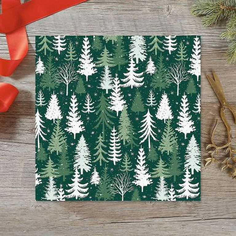 Christmas Wrapping Paper Roll, Xmas Greenery Pine, Woodland Holiday Gift  Wrap, Wrapping Paper Sheets Pine Boughs Woodsy Gift 5 Sheets Roll 