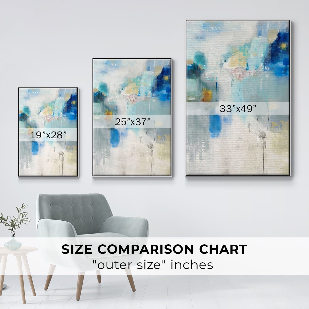 Celeste Motion I Framed Premium Gallery Wrapped Canvas - Ready to Hang - 17 x 25 - White Floating Frame