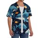 thumbnail image 2 of Balery Playful Whales Underwater Scene Camisa Casual de Manga Corta con Botones para Hombre, Texturizada, Estilo Cubano, para Playa, Verano-Small, 2 of 5