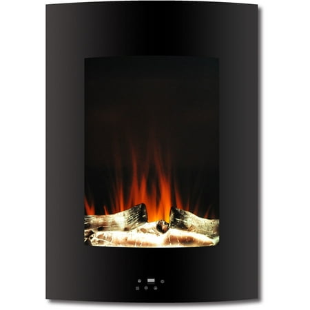 

Hanover 19.5 In. Vertical Electric Fireplace in Black with Multi-color Flame and Driftwood Log Display