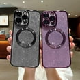 thumbnail image 4 of iPhone 13 Pro 6.1" Magnetic Glitter Case, [Compatible with Magsafe] Cute Luxury Plating Bling Clear Phone Case, Full Camera Lens Protector Anti-Scratch Shockproof Protective Case-Black, 4 of 12
