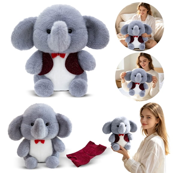 Cute Elephant Plush Toys, Realistic Fluffy Elephant Stuffed Animal Doll, Home Decor & Birthday Gift for Kids. 9"