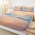 thumbnail image 4 of jejeloiu Coastal Ocean Wave Queen Sheet Sets Kids,Hawaii Sea Beach Bed Set For Boy,4-Piece, 4 of 6