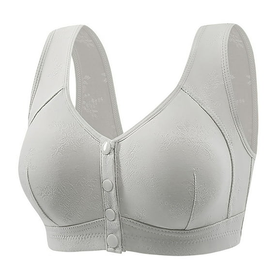 Wdgfv Daisy Bras for Older Women 2025 Comfy Convenient Front Closure Bra Full Support No Underwire Bras Grey 46