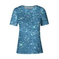 thumbnail image 4 of Tshirts Shirts for Women Summer Casual Tee Shirts Loose Sparkling Crystal Printed Round Neck Short Sleeved Tops Dark Blue M, 4 of 5