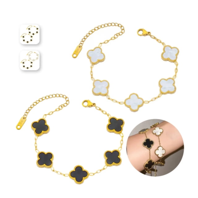 Pulsera Trébol Cuatro Acero Inoxidable Novia Mujer