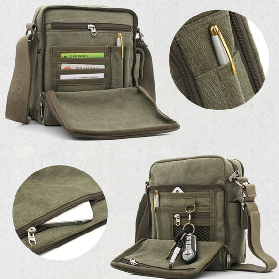 Soimiss Olive Green Canvas Bag for Men with Hardware and Straps