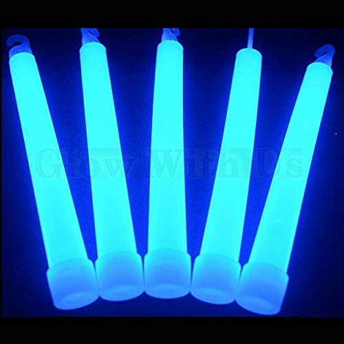 Glow Sticks Bulk Wholesale, 100 6” Industrial Grade Blue Light Sticks. Bright Color, Glow 12-14 Hrs, Safety Glow Stick with 3-Year Shelf Life, GlowWit