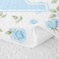 thumbnail image 5 of Feelyou Bowknot Letter T Quilt King for Boys Girls, Watercolor Spring Rose Floral King Coverlet Set, Blue, 3pcs, 5 of 7