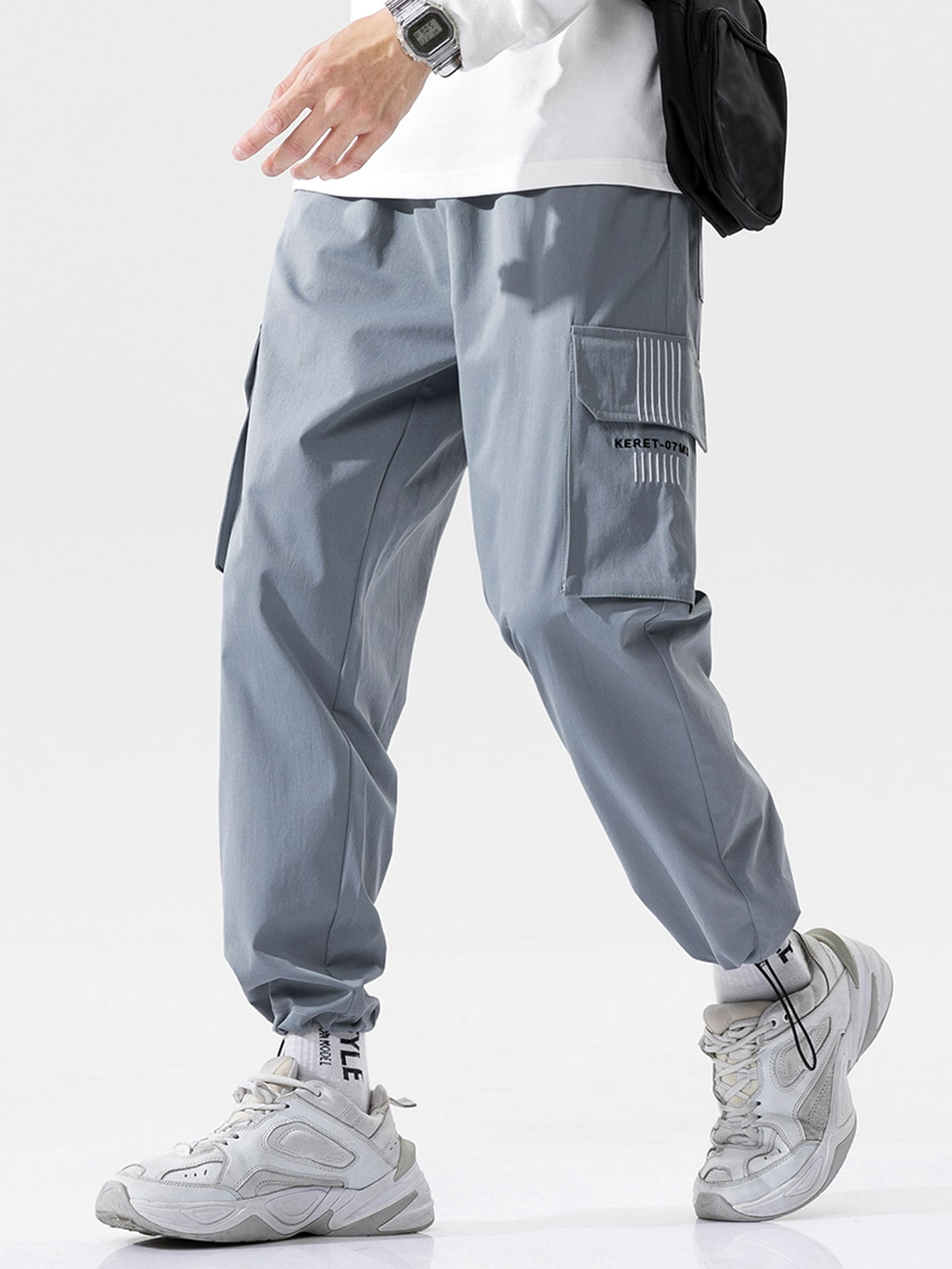 Light Grey Street Men Side Flap Pocket 