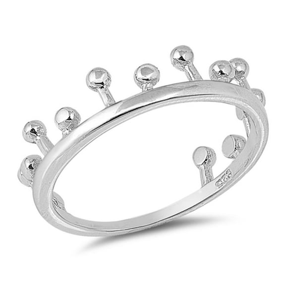 Ball Bead Crown Princess Royal Ring .925 Sterling Silver Band Jewelry Female Male Unisex Size 8