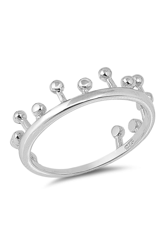Ball Bead Crown Princess Royal Ring .925 Sterling Silver Band Jewelry Female Male Unisex Size 8