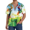thumbnail image 7 of Lsque Mario print Men's Cuban Collar Short Sleeve Shirt Summer Beachwear Casual Button Down Fashionable Vacation Leisure Shirt-XX-Large, 7 of 7