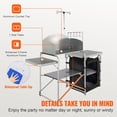 thumbnail image 5 of Camping Kitchen Table, Folding Outdoor Cooking Table with Storage Carrying Bag, Aluminum Cook Station 1 Cupboard & Detachable Windscreen, Quick Set-up for Picnics, BBQ, RV Traveling, Black, 5 of 6