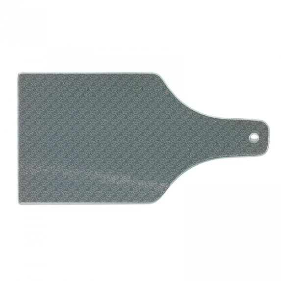 Grey Cutting Board, Hexagons Triangles Simplistic Mosaic Shapes Arrangement Minimal Design Print, Tempered Glass Cutting and Serving Board, Wine Bottle Shape, Grey and Pale Grey, by Ambesonne
