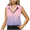 thumbnail image 2 of JGGSPWM Women's Business Tops Fashion Gradient Color Sleeveless Summer Shirts Button Down Casual Work Tunic Shirt Pink M, 2 of 6