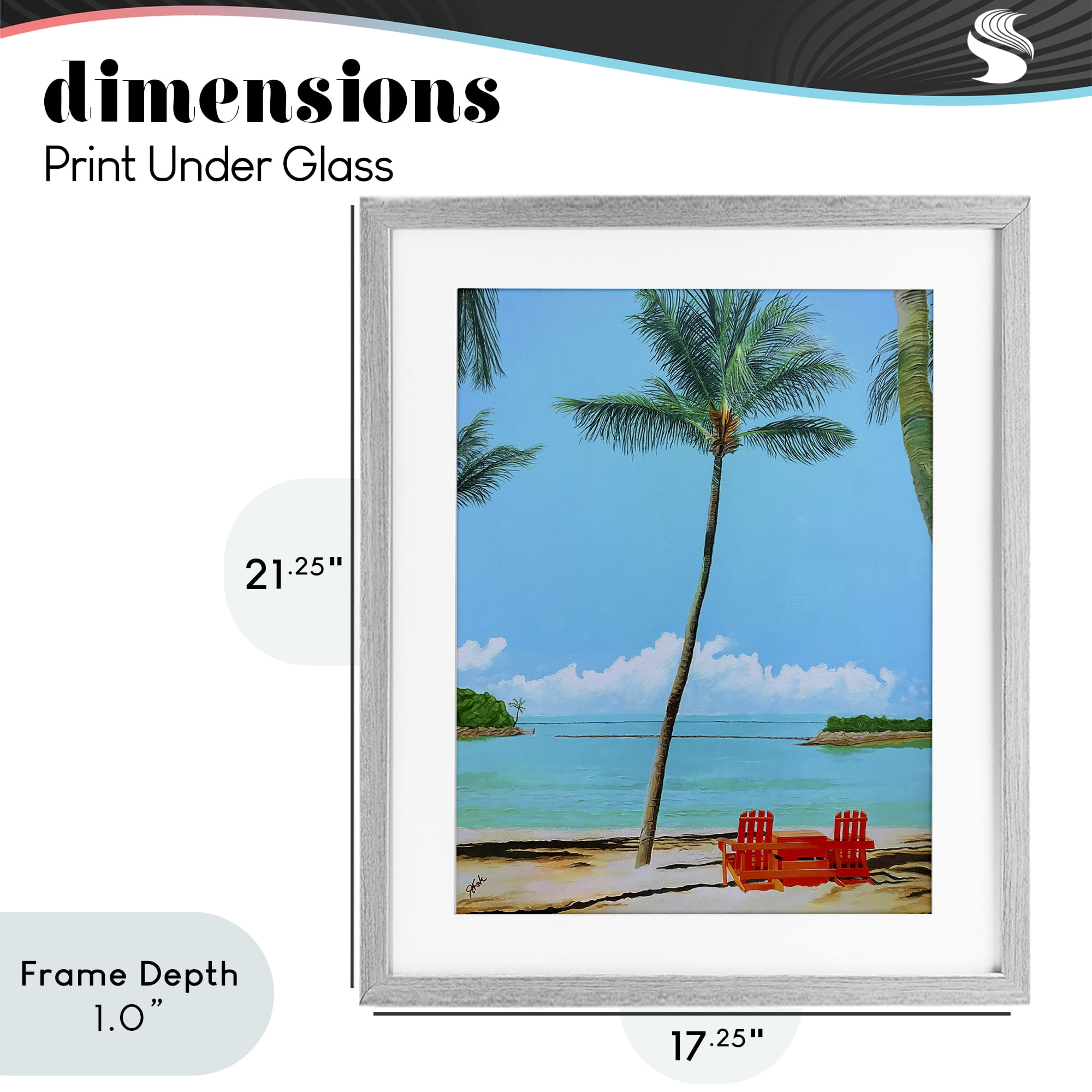 Stupell Industries Dreaming Of Palm Trees Gray Framed Print Under Glass, design by John Jaster