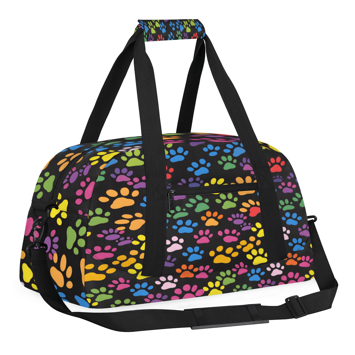 Herdesigns Sports Duffle Bags Travel Duffle Bag Gym Bag Paw Print Colorful Dog Paw Weekender Travel Bag Waterproof Overnight Bag Carry On Travel Tote Bag Dance Bags