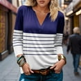 thumbnail image 2 of ZyeKqe Womens Tops Casual V Neck Shirts Striped Fall Top Tees Plus Size Loose Fitting Blouses, 2 of 6