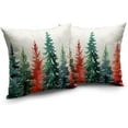 thumbnail image 2 of Red Green Christmas Tree Throw Pillow Covers 16x16 Set of 2 Winter Watercolor Pine Trees Decorative Outdoor Pillowcases Rustic Nature Forest Xmas Holiday Cushion Case for Couch Sofa, 2 of 6