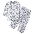thumbnail image 4 of Odeerbi 1-8 Años Niños Niñas Pijama de Satén Con Solapa Dentada Camisa de Manga Larga Conjunto de Pantalones Suave Estampado de Rayas Pijama de Dos Piezas, 4 of 9