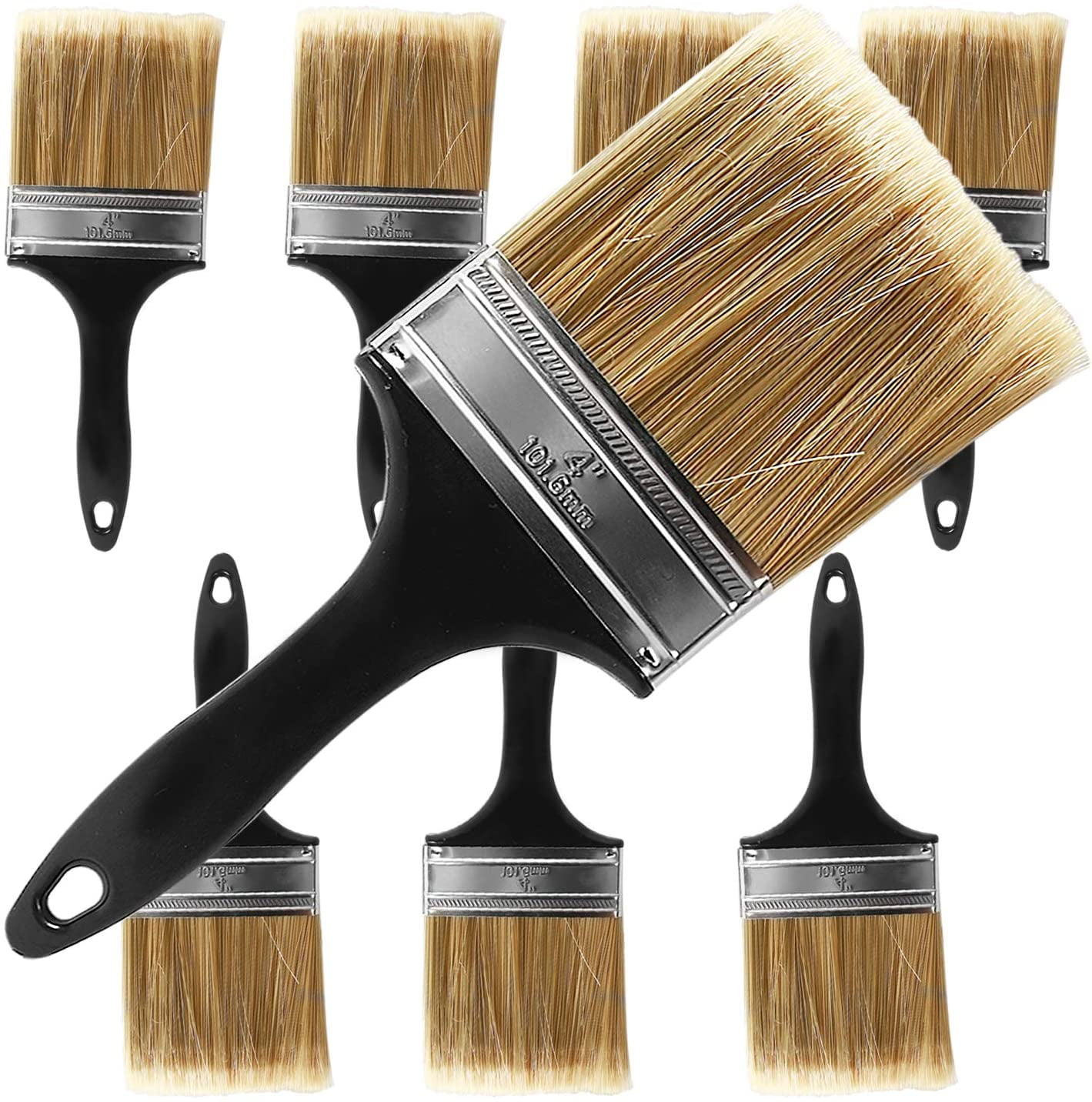 KINJOEK 8 Packs 4 Inch Paintbrush, Plastic Handle Paint Brush for