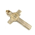 thumbnail image 4 of 14K Two Tone Gold Jesus Crucifix Cross Pendant with 1.7mm Flat Open Wheat Chain Chain Necklace - 22", 4 of 5