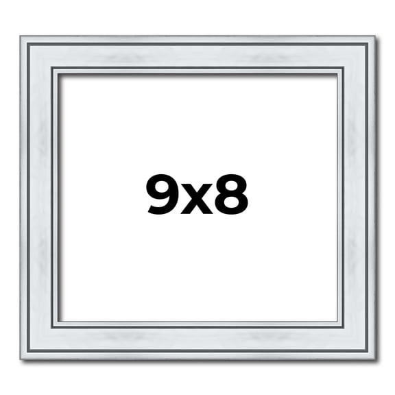 9x8 Frame Sterling Silver Solid Wood Picture Frame | 1.25 Inch Moulding Width | 0.75 Inch Interior