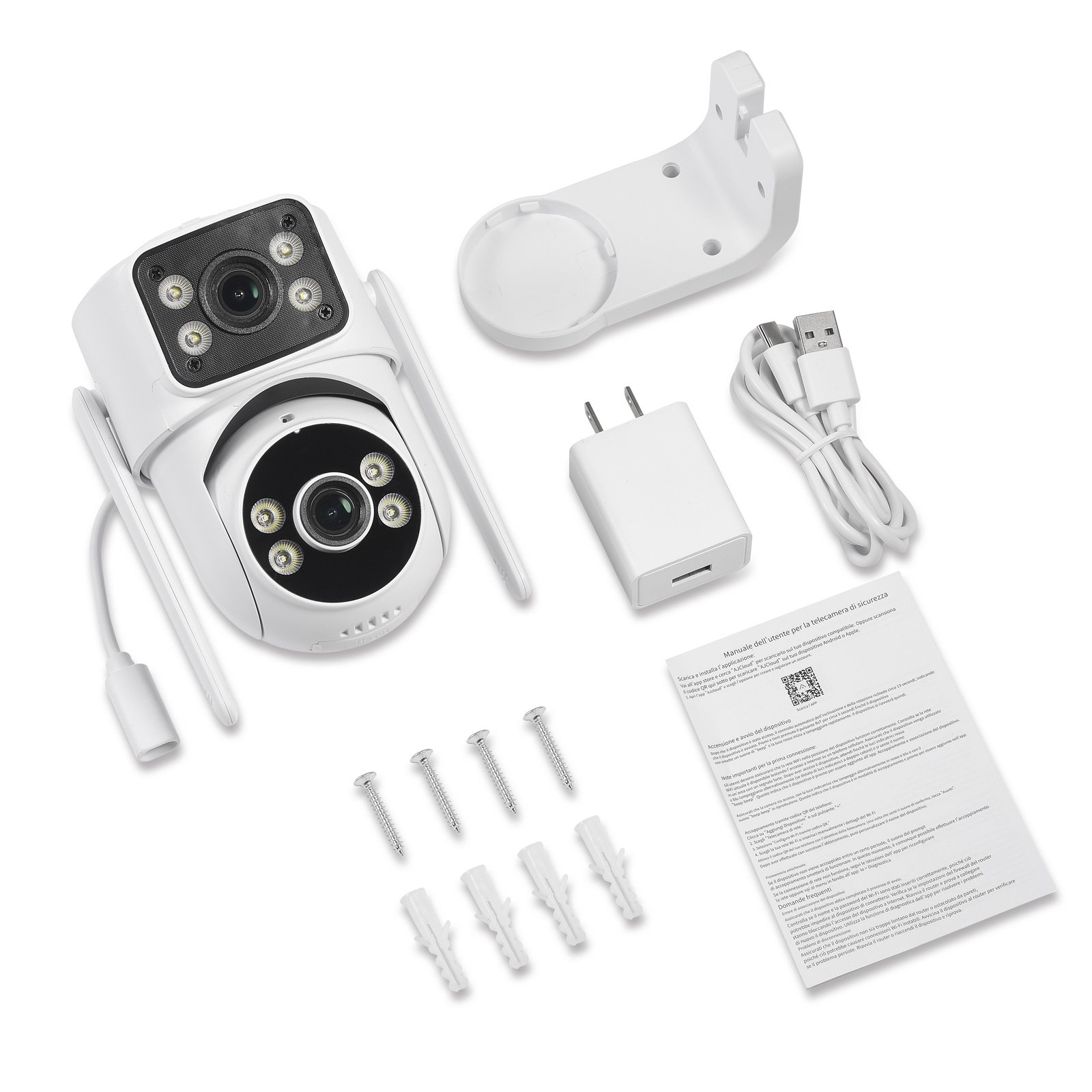 PTZ WiFi Security Camera Outdoor with Dual Lens, CCTV Surveillance with Dual View, Cloud Storage Upgraded with Color Night, Auto Tracking Humanoid Detection