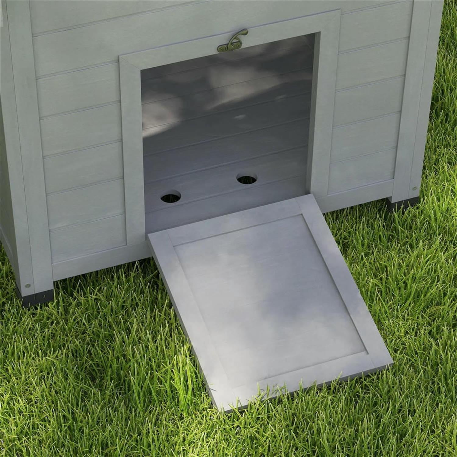 Demi Bonn 30" Wooden Duck House with Openable Roof & Double Doors, Outdoor Chicken Coop, Large Rabbit Hutch, Gray