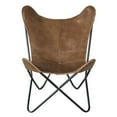 AmeriHome LBFCBN Genuine Leather Butterfly Chair Brown