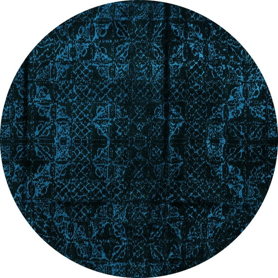 Ahgly Company Indoor Round Abstract Light Blue Modern Area Rugs, 5' Round