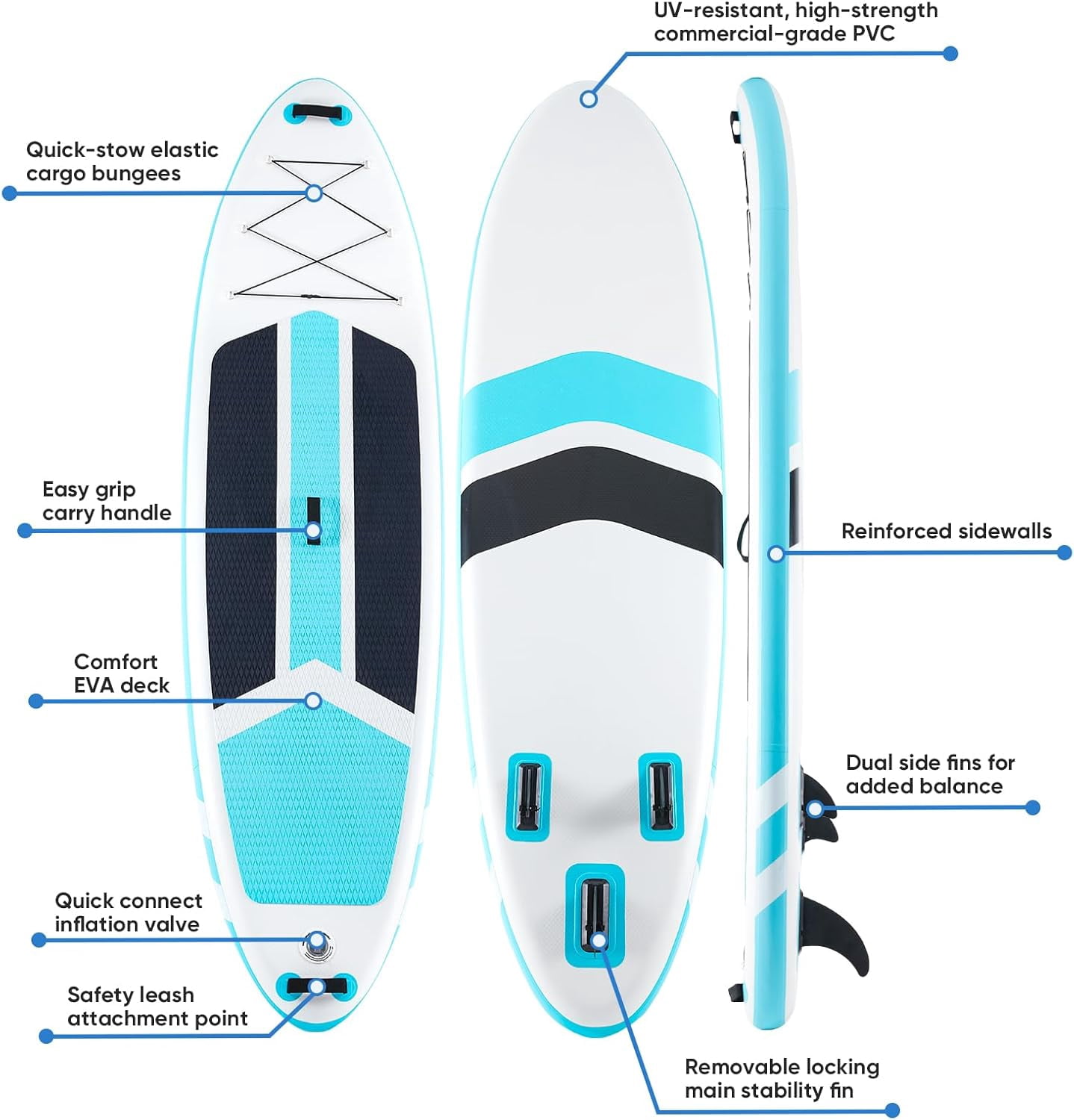 Buteny Inflatable Stand Up Paddle Board with Premium SUP Paddleboard Accessories,2-in-1 Paddle,Wide Stable Design,Non-Slip Comfort Deck for Beginners Adults & Youth