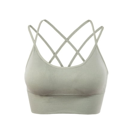 

Qcmgmg Sports Bras for Women Cami Criss Cross Yoga Bras for Women Green M