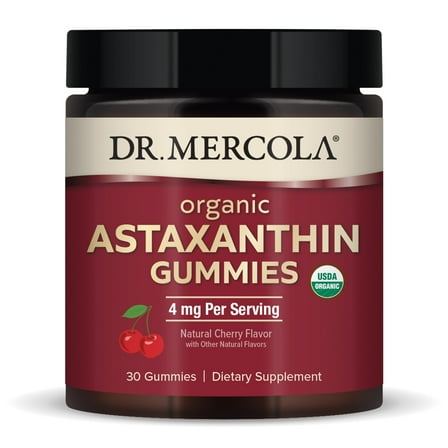 Dr. Mercola Organic Astaxanthin Gummies - Cherry, 30 Gummies, Non-GMO, Gluten Free, Soy Free