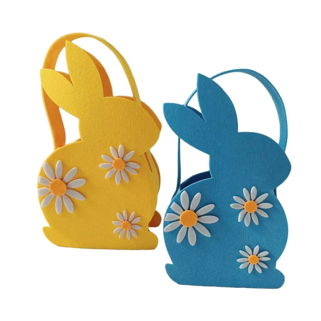 yuksok 2 Pieces Easter Bunny Basket Cute Portable Multifunctional Easter Rabbit Bag