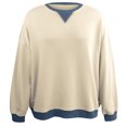 thumbnail image 4 of Xcmzpl Women's Sweatshirts Casual Color Block Crewneck Sweatshirt Lightweight Sweater Tops Cotton Long Sleeve Shirts Fall Fashion, 4 of 4