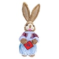 thumbnail image 3 of yuksok Easter Bunny Figurine 13.8Inches Straw Rabbit Statue for Cabinet Table Decor G, 3 of 9