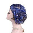 thumbnail image 2 of Limei Womens Polyester Beanie Lace Flower Pleat Turban Soft Sleep Cap Chemo Hats Fashion Slouchy Hat (Blue), 2 of 7