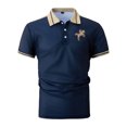 thumbnail image 4 of FUZHIQ Men's Polo Shirts Short Sleeve Color Block Horse Embroidery Casual Golf Polo Breathable Lightweight Business Daily Wear Fashion Collared Tops,XXL, 4 of 6