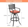 thumbnail image 4 of Pellebant Set of 2 Outdoor Cast Aluminum Swivel Bar Stool with Cushion in Red, 4 of 9