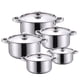 thumbnail image 3 of 5 ollas de acero inoxidable con tapa y asas para uso doméstico, cocina de inducción, para hervir, cocinar , sopa y caldo., 3 of 8