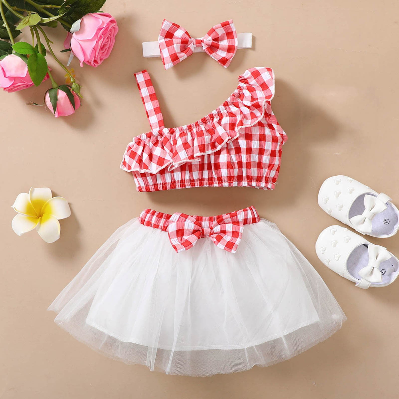 Body Pour Bébé Fille Sans Manches Avec Volants Et Bandeau - Taille 98 (18-24 Mois Environ)