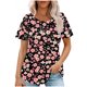 thumbnail image 1 of Camiseta de Cuello Redondo de Impresión Floral Casual de Manga Corta de las Mujeres, Blusa de Verano de Moda Ligera para el Día Y la Fiesta, 1 of 8